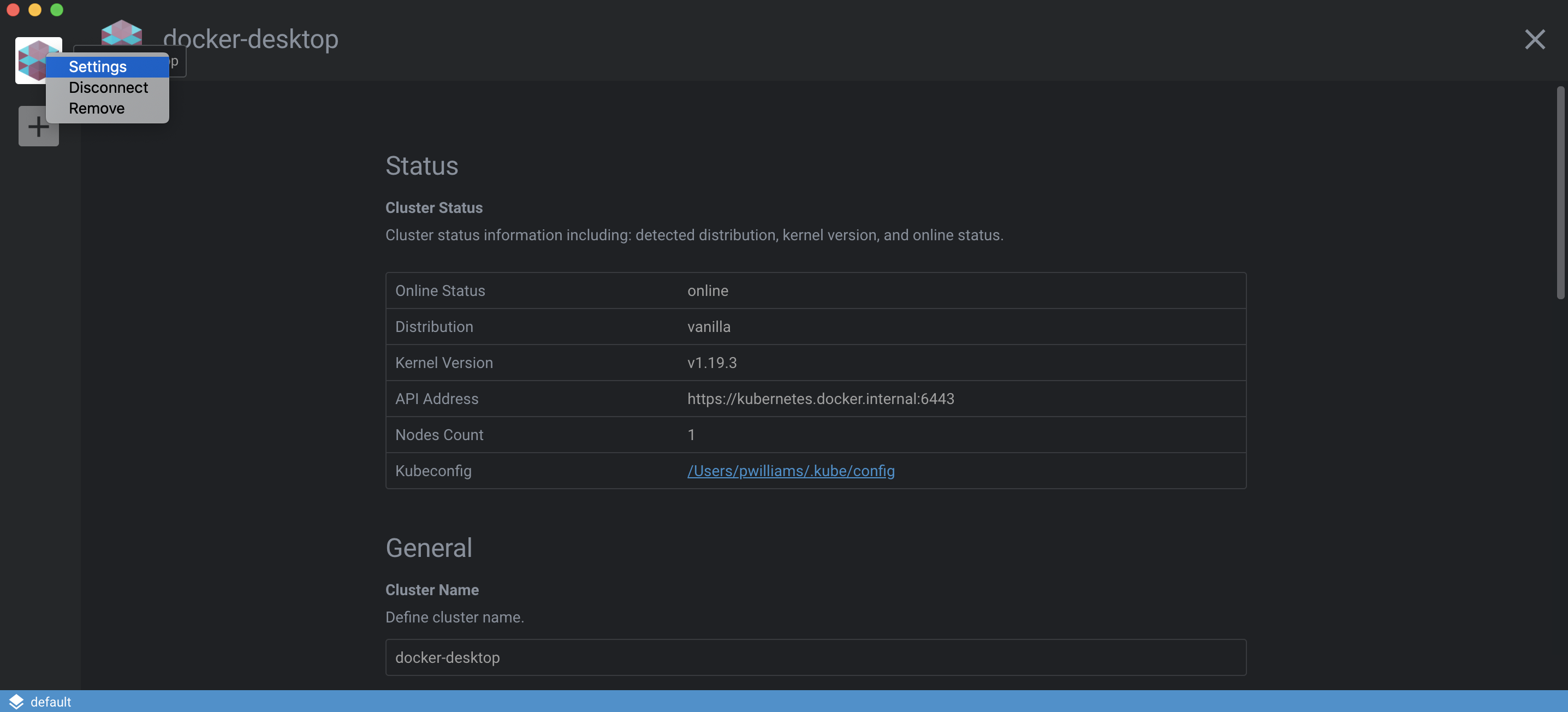 Cluster settings