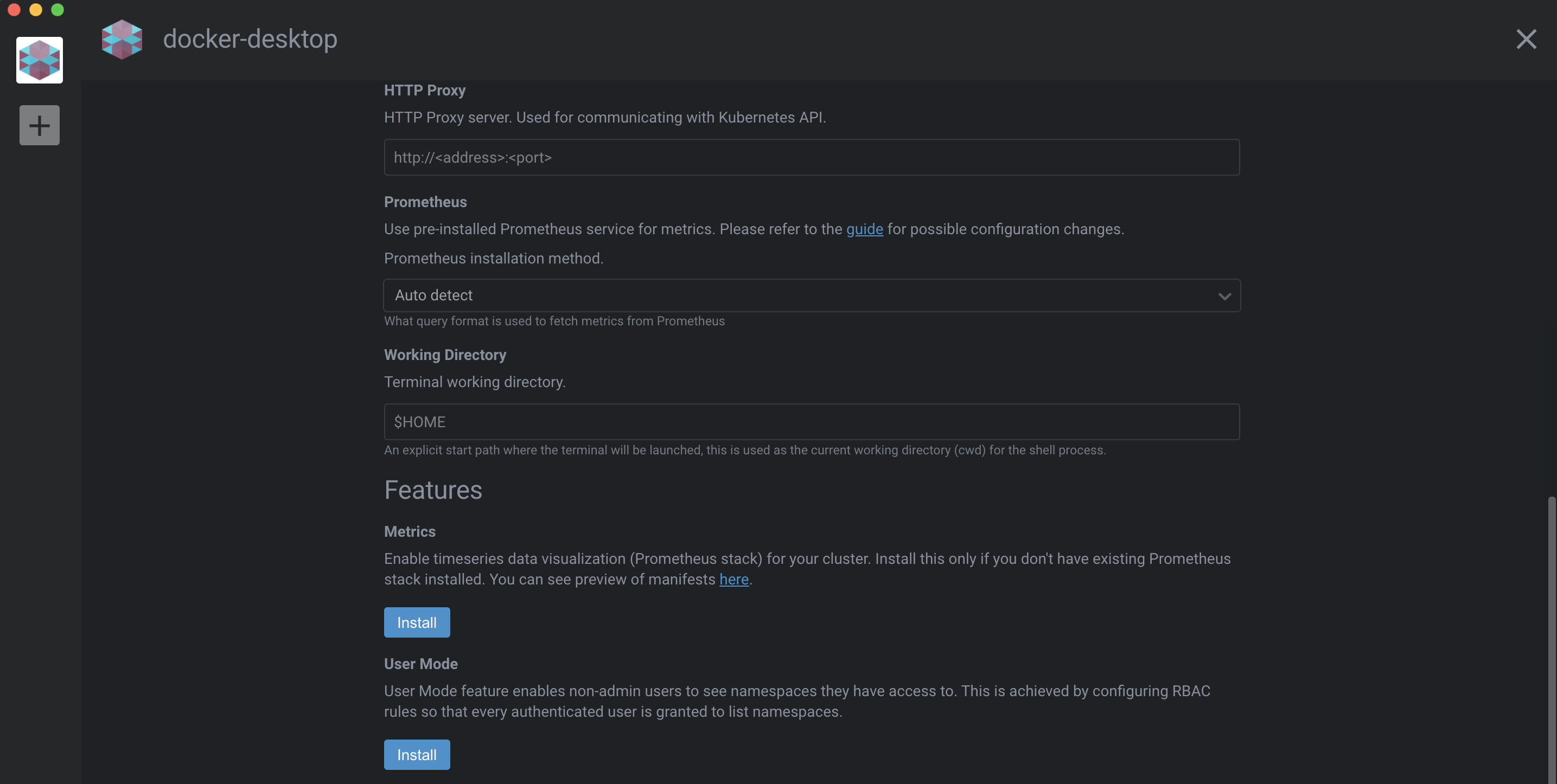 Cluster settings features